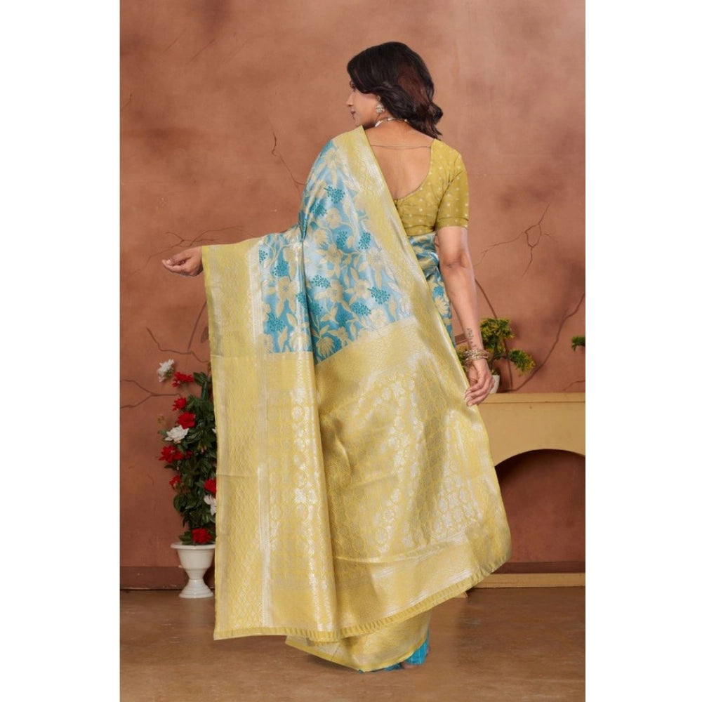 Vaystra Banarasi Silk Jaquard Woven Saree With Unstitched Blouse 5.5Mtr – Yellow