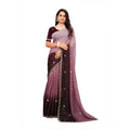 Vaystra Chiffon Embroidred Saree With Unstitched Blouse 5.5Mtr – Beige