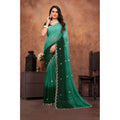 Vaystra Chiffon Embroidred Saree With Unstitched Blouse 5.5Mtr – Dark Green