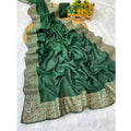Vaystra Silk Embroidred Saree With Unstitched Blouse 5.5Mtr – Dark Green