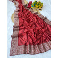 Vaystra Silk Embroidred Saree With Unstitched Blouse 5.5Mtr – Red