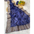 Vaystra Silk Embroidred Saree With Unstitched Blouse 5.5Mtr – Blue