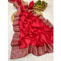 Vaystra Silk Embroidred Saree With Unstitched Blouse 5.5Mtr – Pink