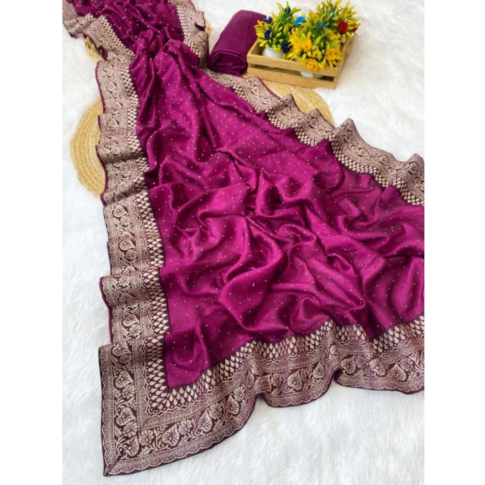 Vaystra Silk Embroidred Saree With Unstitched Blouse 5.5Mtr – Purple