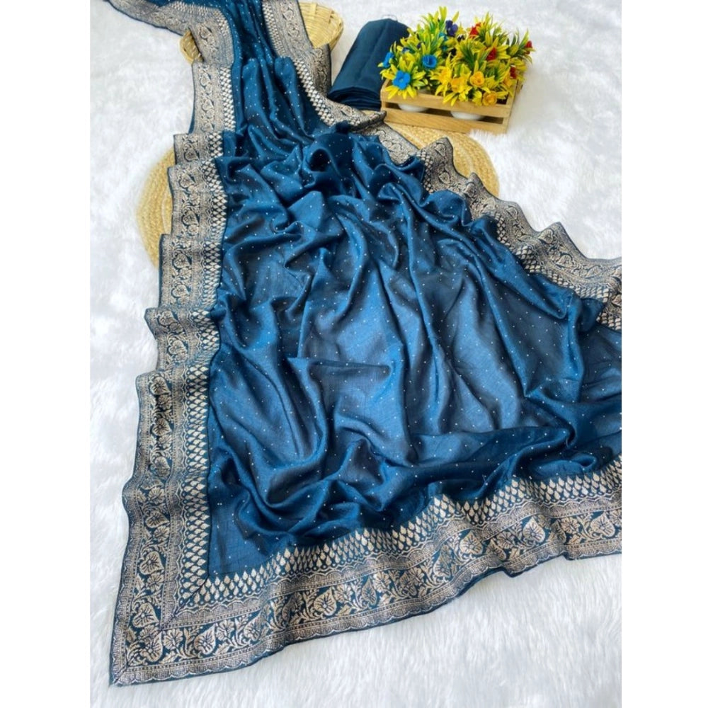 Vaystra Silk Embroidred Saree With Unstitched Blouse 5.5Mtr – Light Green
