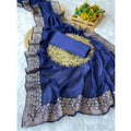 Vaystra Silk Embroidred Saree With Unstitched Blouse 5.5Mtr – Blue