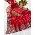 Vaystra Silk Embroidred Saree With Unstitched Blouse 5.5Mtr – Pink