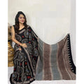 Vaystra Satin Printed Saree With Unstitched Blouse 5.5Mtr – Black
