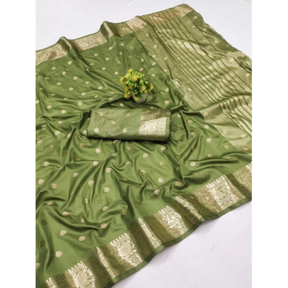 Vaystra Jacquard Silk Jaquard Woven Saree With Unstitched Blouse 5.5Mtr – Green