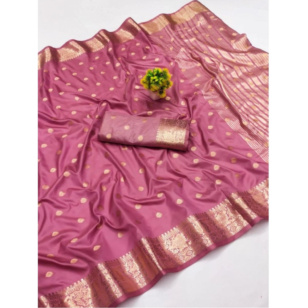 Vaystra Jacquard Silk Jaquard Woven Saree With Unstitched Blouse 5.5Mtr – Pink