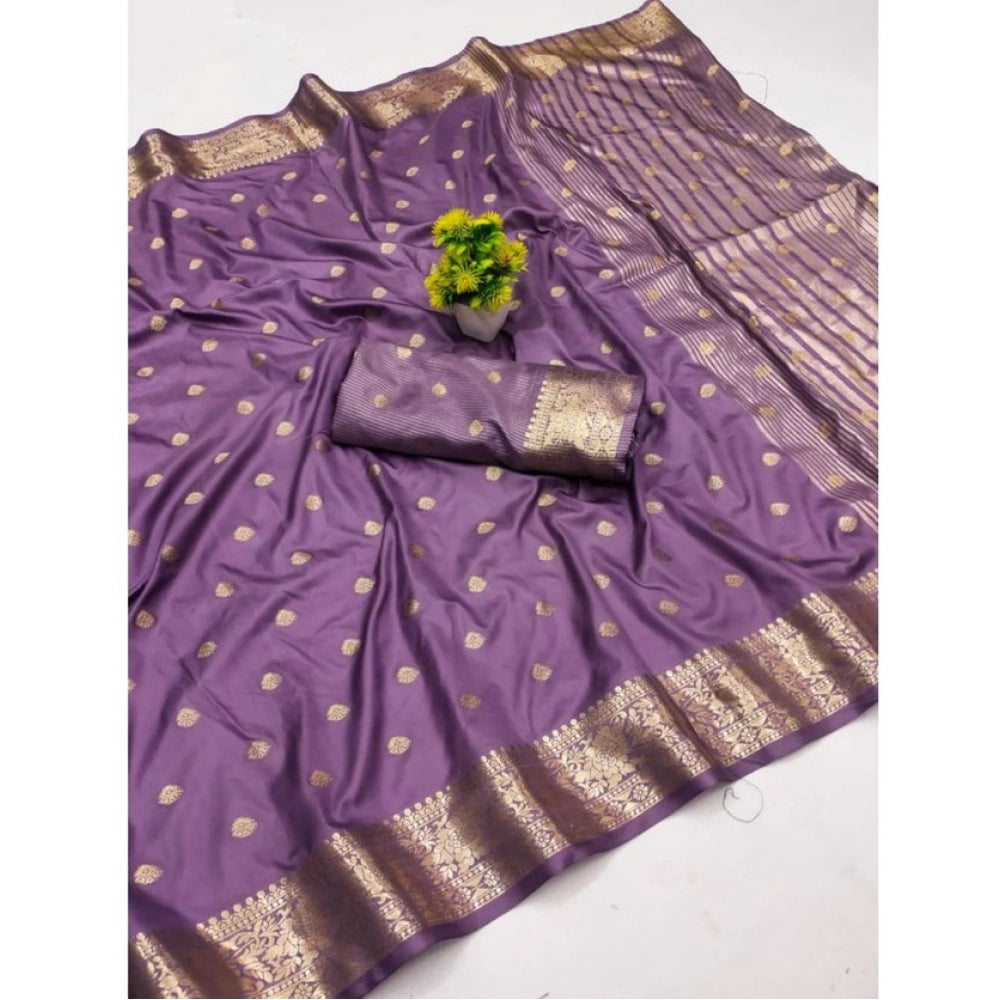Vaystra Jacquard Silk Jaquard Woven Saree With Unstitched Blouse 5.5Mtr – Purple