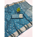 Vaystra Jacquard Silk Jaquard Woven Saree With Unstitched Blouse 5.5Mtr – Light Blue