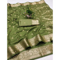 Vaystra Jacquard Silk Jaquard Woven Saree With Unstitched Blouse 5.5Mtr – Green