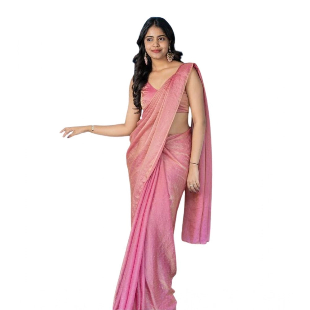 Vaystra Silk Embroidred Saree With Unstitched Blouse 5.5Mtr – Pink