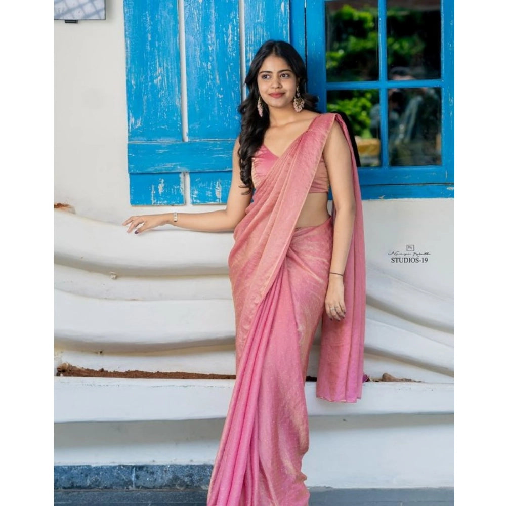 Vaystra Silk Embroidred Saree With Unstitched Blouse 5.5Mtr – Pink