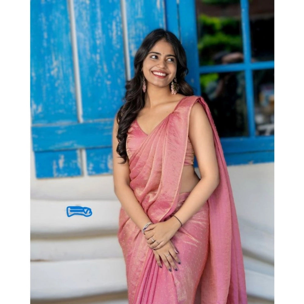 Vaystra Silk Embroidred Saree With Unstitched Blouse 5.5Mtr – Pink