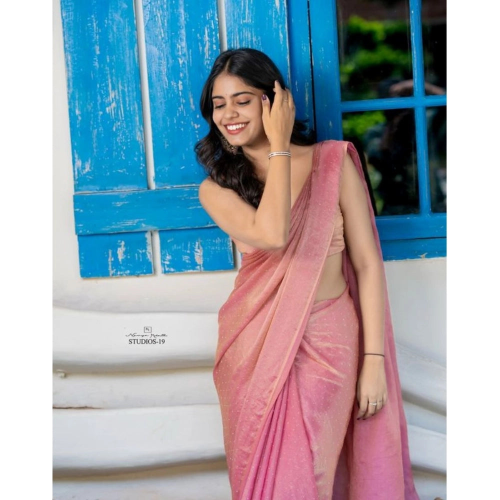 Vaystra Silk Embroidred Saree With Unstitched Blouse 5.5Mtr – Pink