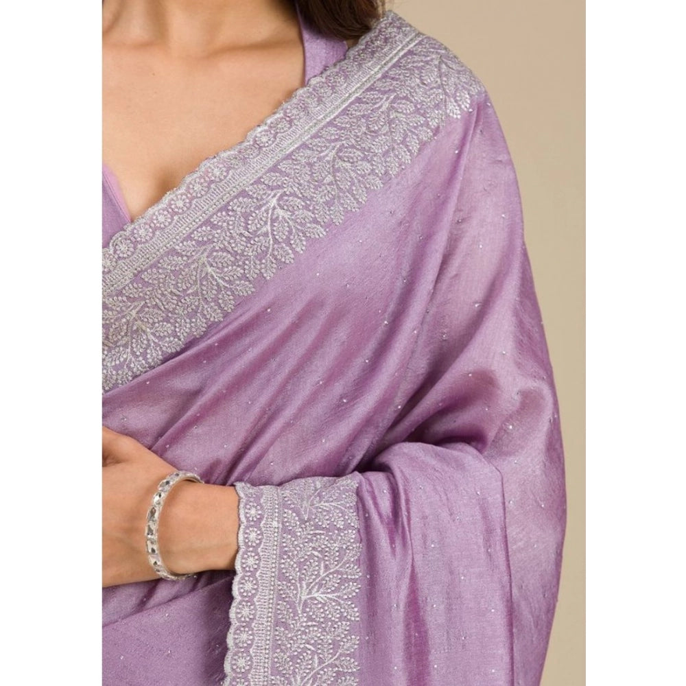 Vaystra Silk Embroidred Saree With Unstitched Blouse 5.5Mtr – Purple