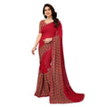 Vaystra Georgette Printed Saree With Unstitched Blouse 5.5Mtr – Red