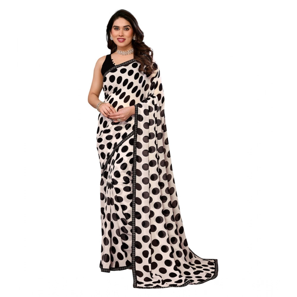 Vaystra Georgette Printed Saree With Unstitched Blouse 5.5Mtr – Black