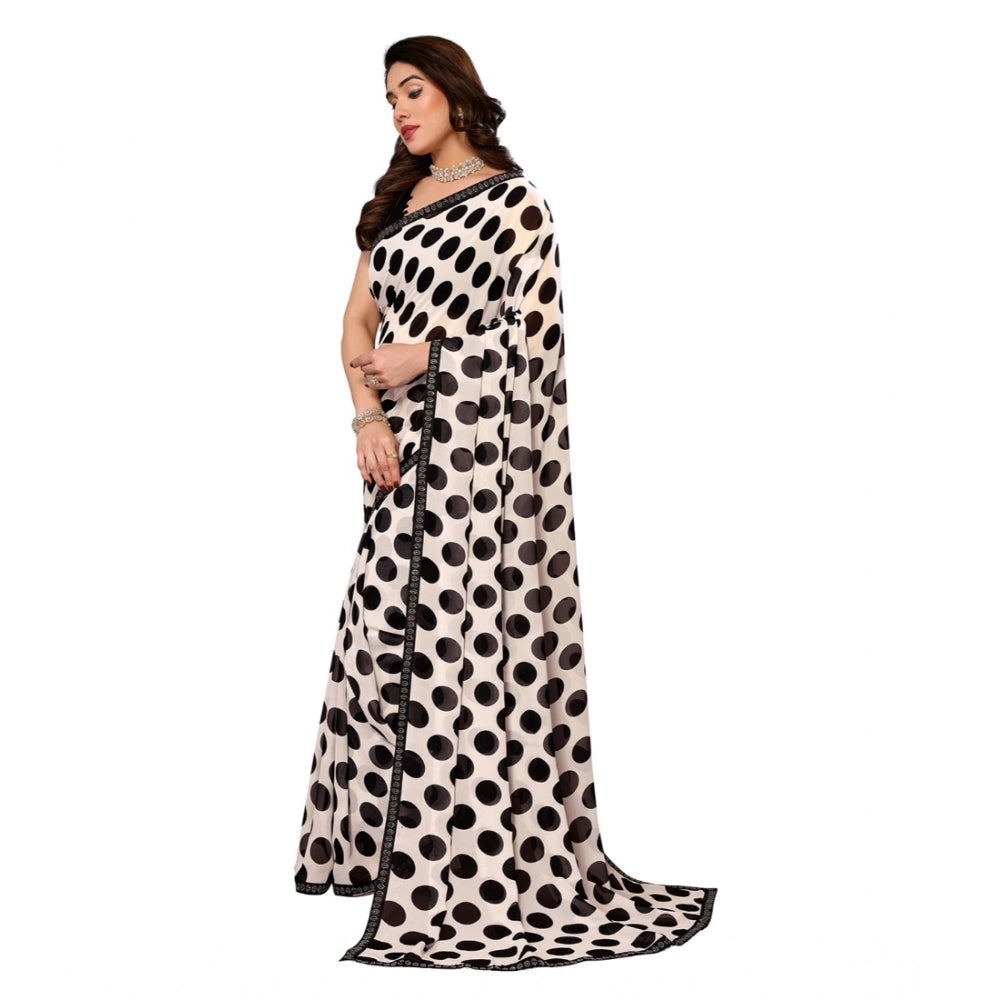 Vaystra Georgette Printed Saree With Unstitched Blouse 5.5Mtr – Black
