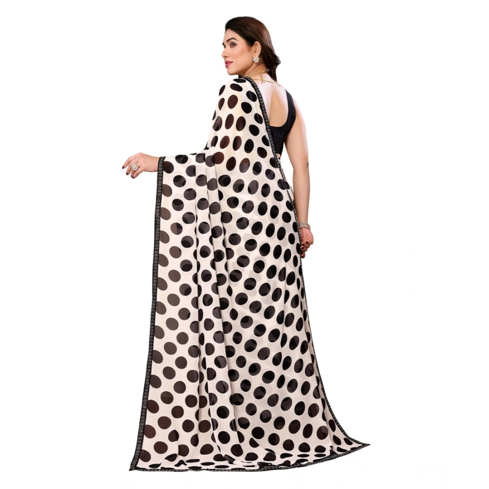 Vaystra Georgette Printed Saree With Unstitched Blouse 5.5Mtr – Black