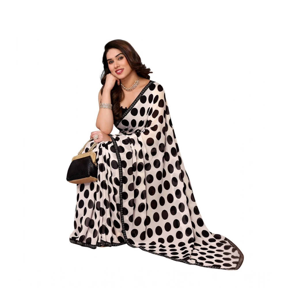 Vaystra Georgette Printed Saree With Unstitched Blouse 5.5Mtr – Black
