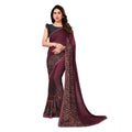 Vaystra Georgette Printed Saree With Unstitched Blouse 5.5Mtr – Maroon