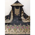 Vaystra Banarasi Silk Printed Unstitched Salwar Suit Material With Dupatta – Black