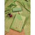 Vaystra Banarasi Silk Printed Unstitched Salwar Suit Material With Dupatta – Pista