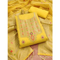 Vaystra Banarasi Silk Printed Unstitched Salwar Suit Material With Dupatta – Yellow