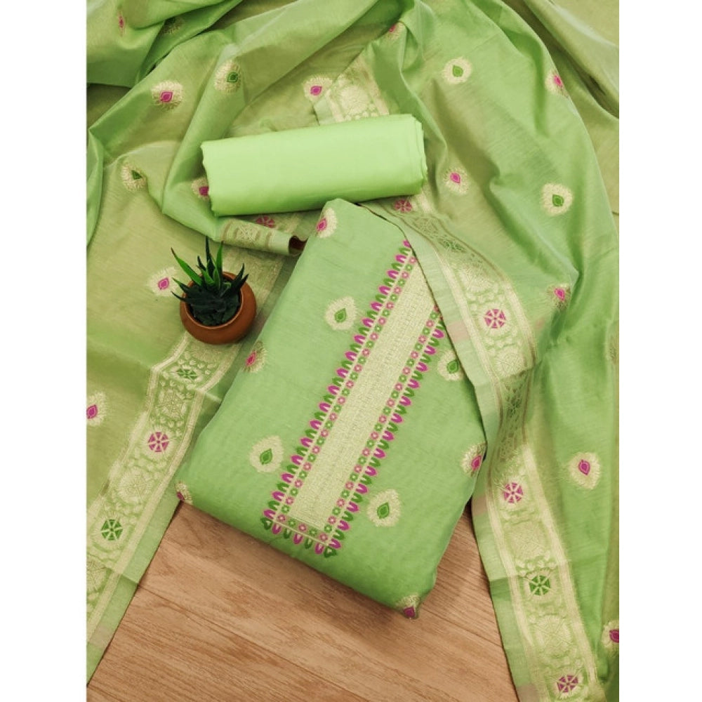 Vaystra Banarasi Silk Printed Unstitched Salwar Suit Material With Dupatta – Pista