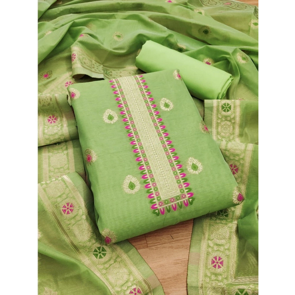 Vaystra Banarasi Silk Printed Unstitched Salwar Suit Material With Dupatta – Pista