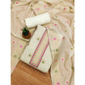 Vaystra Banarasi Silk Printed Unstitched Salwar Suit Material With Dupatta – White