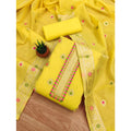 Vaystra Banarasi Silk Printed Unstitched Salwar Suit Material With Dupatta – Yellow