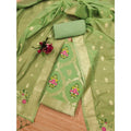 Vaystra Banarasi Silk Printed Unstitched Salwar Suit Material With Dupatta – Pista