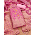 Vaystra Banarasi Silk Printed Unstitched Salwar Suit Material With Dupatta – Pink