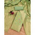 Vaystra Banarasi Silk Printed Unstitched Salwar Suit Material With Dupatta – Pista