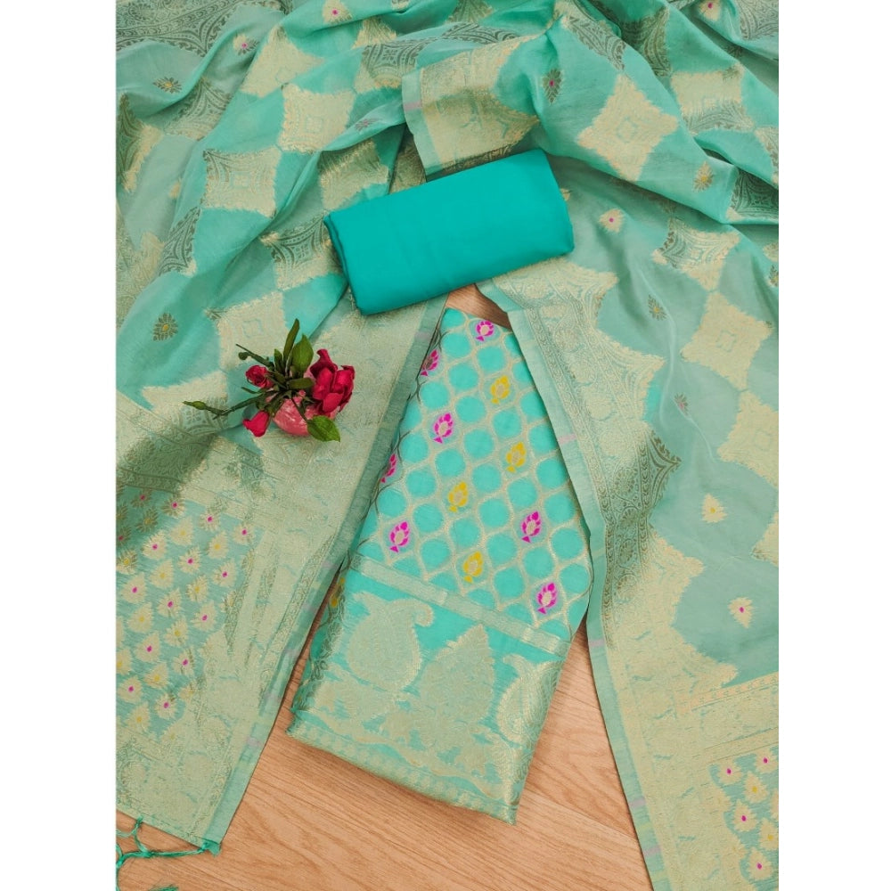 Vaystra Banarasi Silk Printed Unstitched Salwar Suit Material With Dupatta – sea green