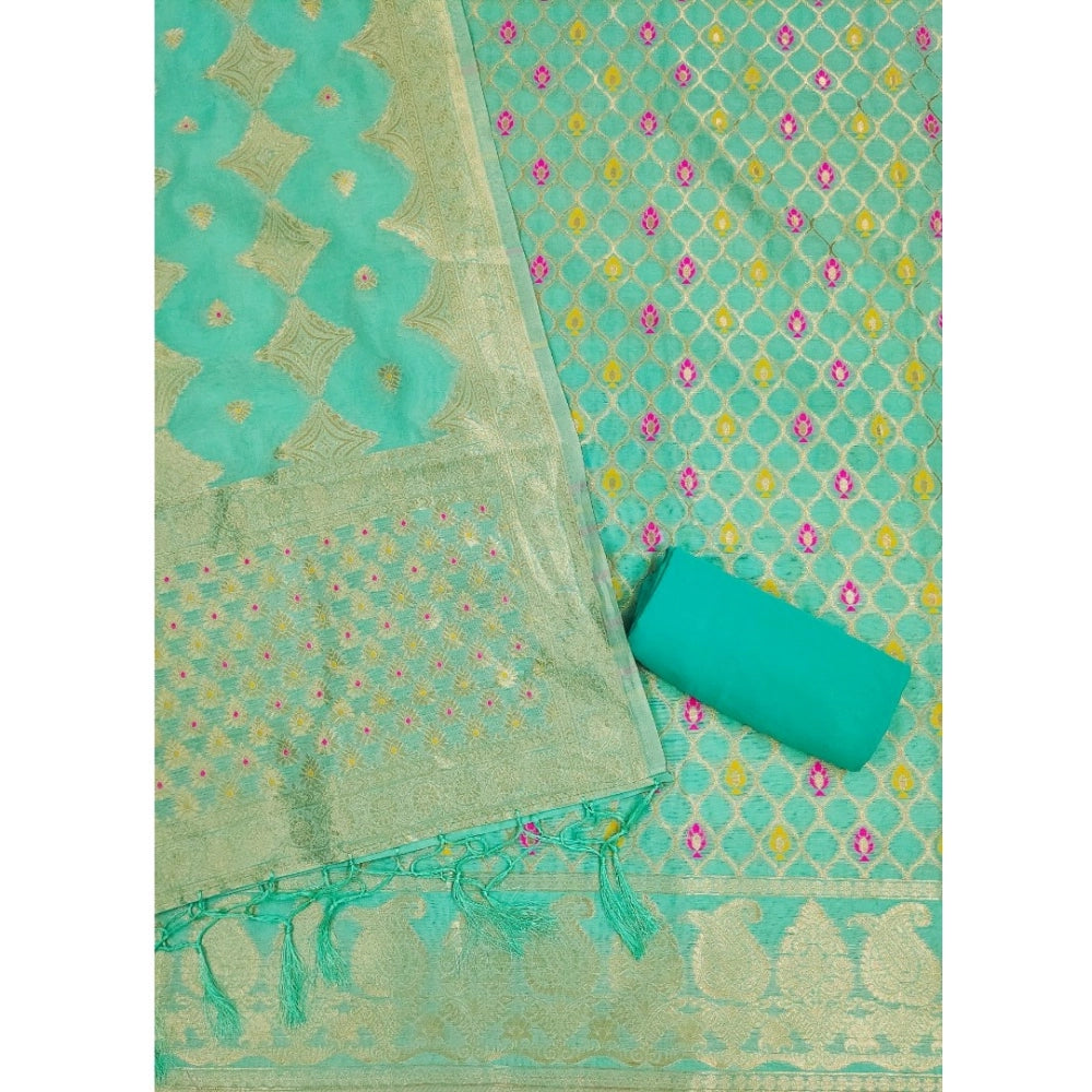 Vaystra Banarasi Silk Printed Unstitched Salwar Suit Material With Dupatta – sea green
