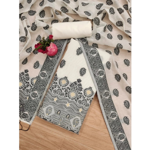 Vaystra Banarasi Silk Printed Unstitched Salwar Suit Material With Dupatta – Black