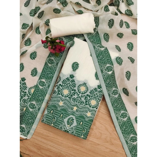 Vaystra Banarasi Silk Printed Unstitched Salwar Suit Material With Dupatta – Bottle Green