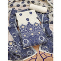 Vaystra Banarasi Silk Printed Unstitched Salwar Suit Material With Dupatta – Navy Blue