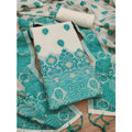 Vaystra Banarasi Silk Printed Unstitched Salwar Suit Material With Dupatta – Teal