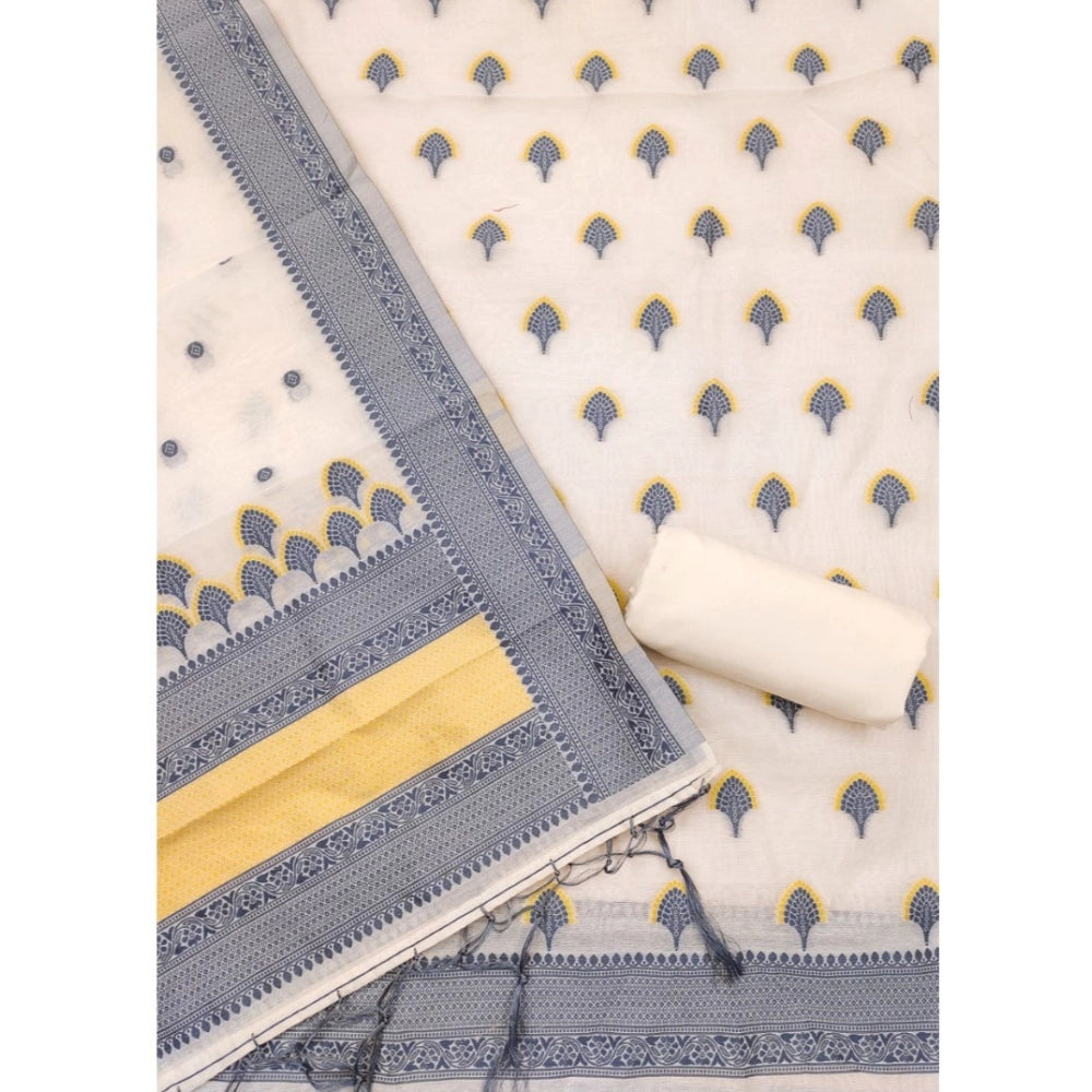 Vaystra Banarasi Silk Printed Unstitched Salwar Suit Material With Dupatta – Grey
