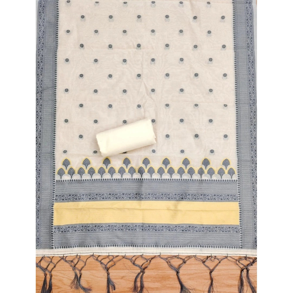 Vaystra Banarasi Silk Printed Unstitched Salwar Suit Material With Dupatta – Grey
