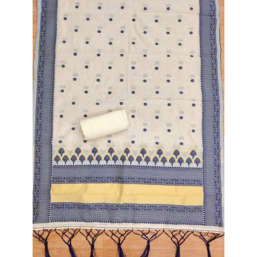 Vaystra Banarasi Silk Printed Unstitched Salwar Suit Material With Dupatta – Navy Blue