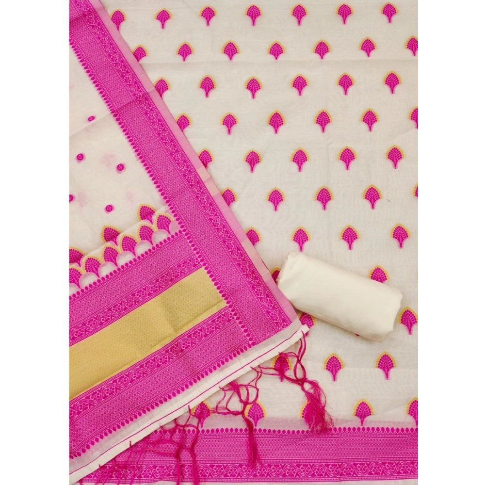 Vaystra Banarasi Silk Printed Unstitched Salwar Suit Material With Dupatta – Pink
