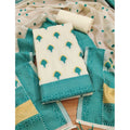 Vaystra Banarasi Silk Printed Unstitched Salwar Suit Material With Dupatta – Teal