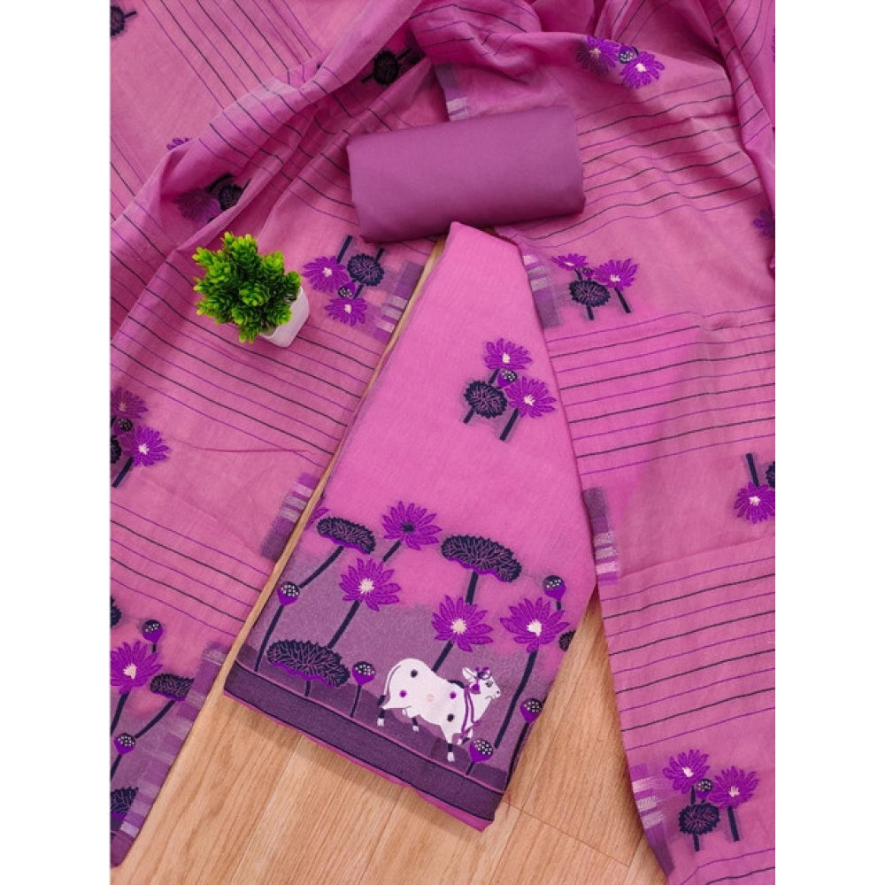 Vaystra Banarasi Silk Printed Unstitched Salwar Suit Material With Dupatta – Pink